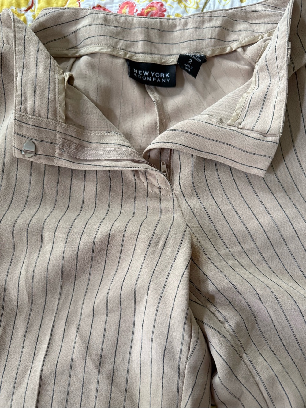 New York & Company Beige Pinstripe Trousers